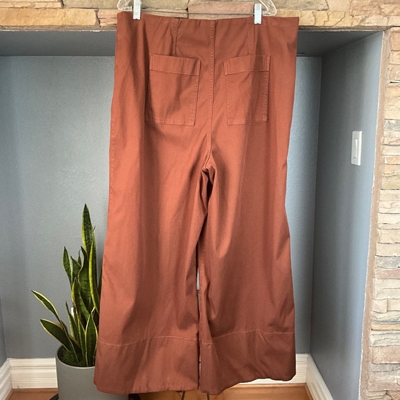 SPANX Stretch Twill Cropped Wide Leg Pants 20989T Minimalist Comfy Brown 2X Tall - Picture 4 of 10